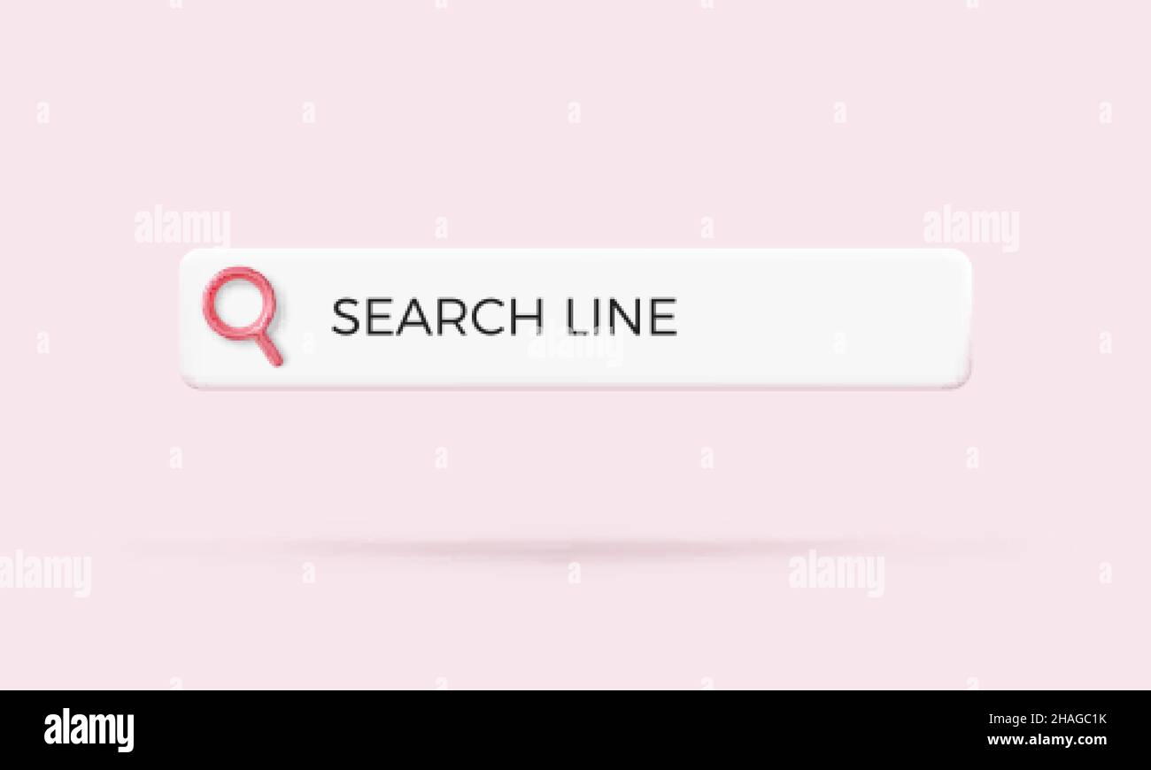 Search bar field with magnifier icon. Web interface element with search line. Vector illustration on pink background Stock Vector