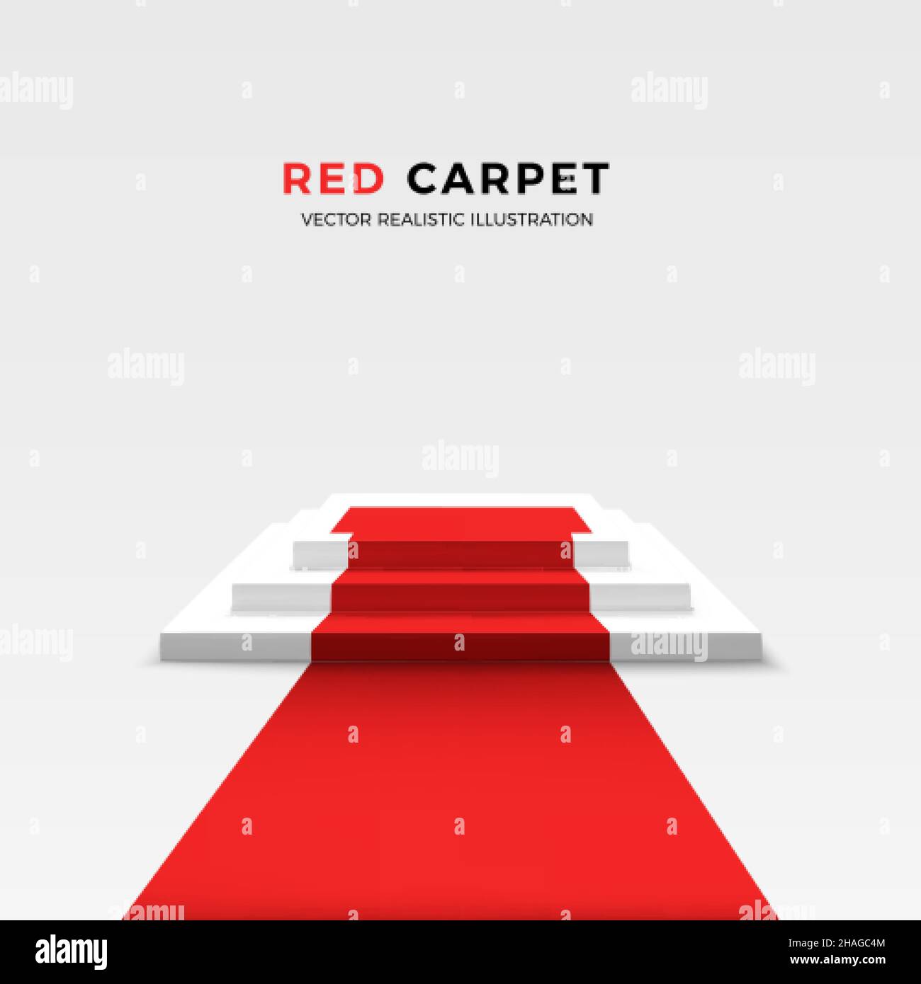 Realistic podium with red carpet. Square stage. Vector illustration Stock Vector