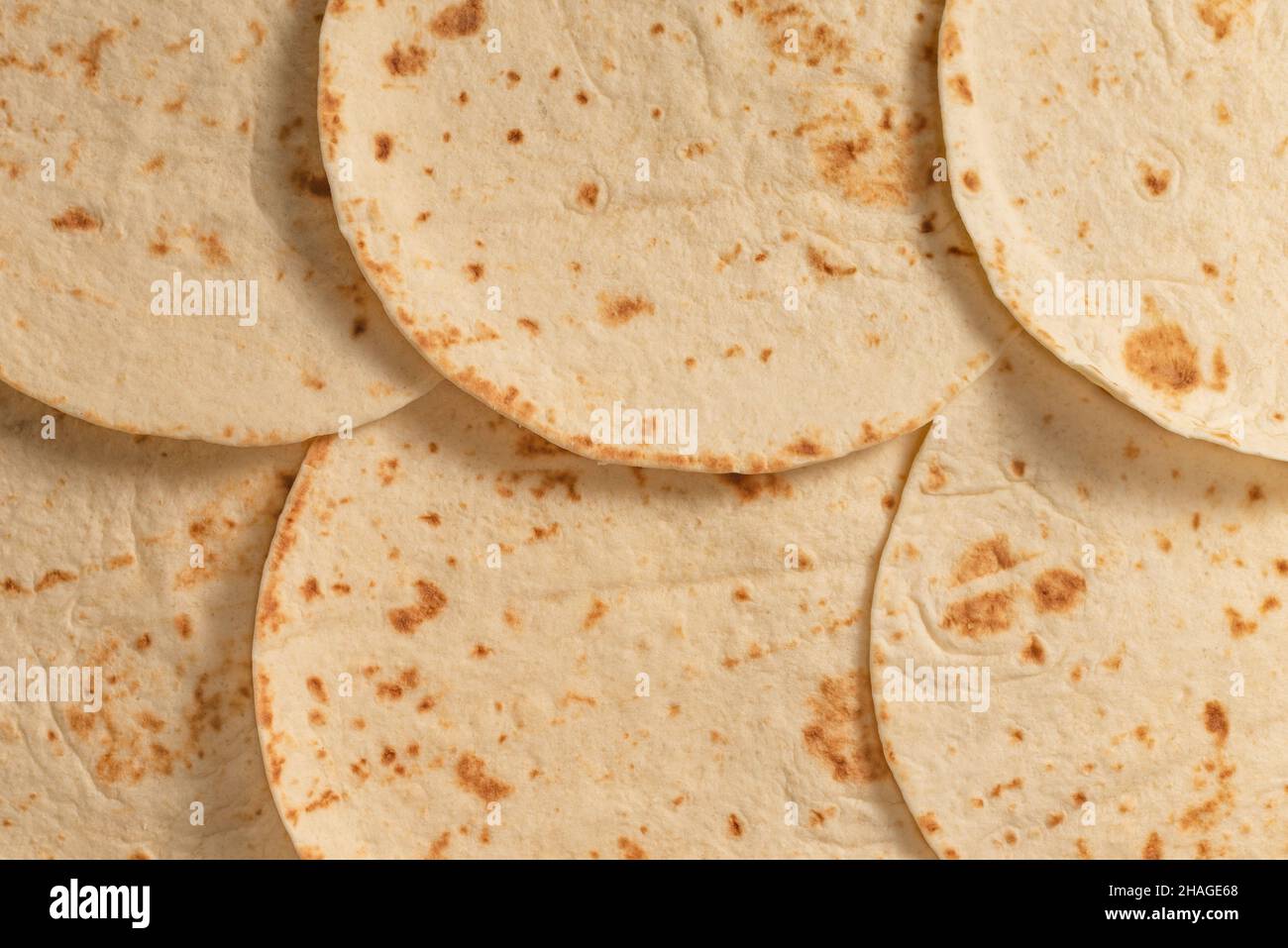 Pitta bread isolated on white background. Top view. Stock Photo