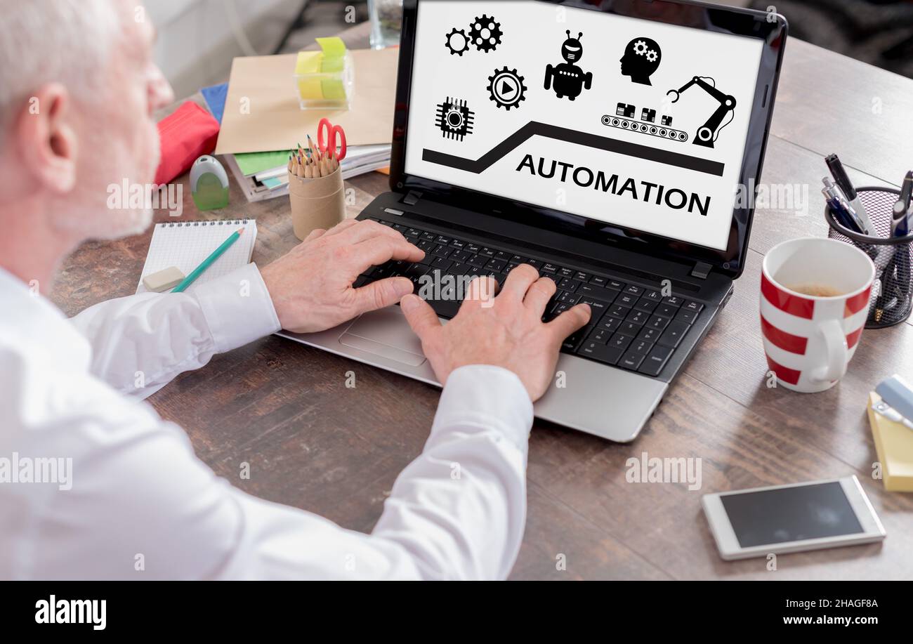 Automation concept shown on a laptop screen Stock Photo