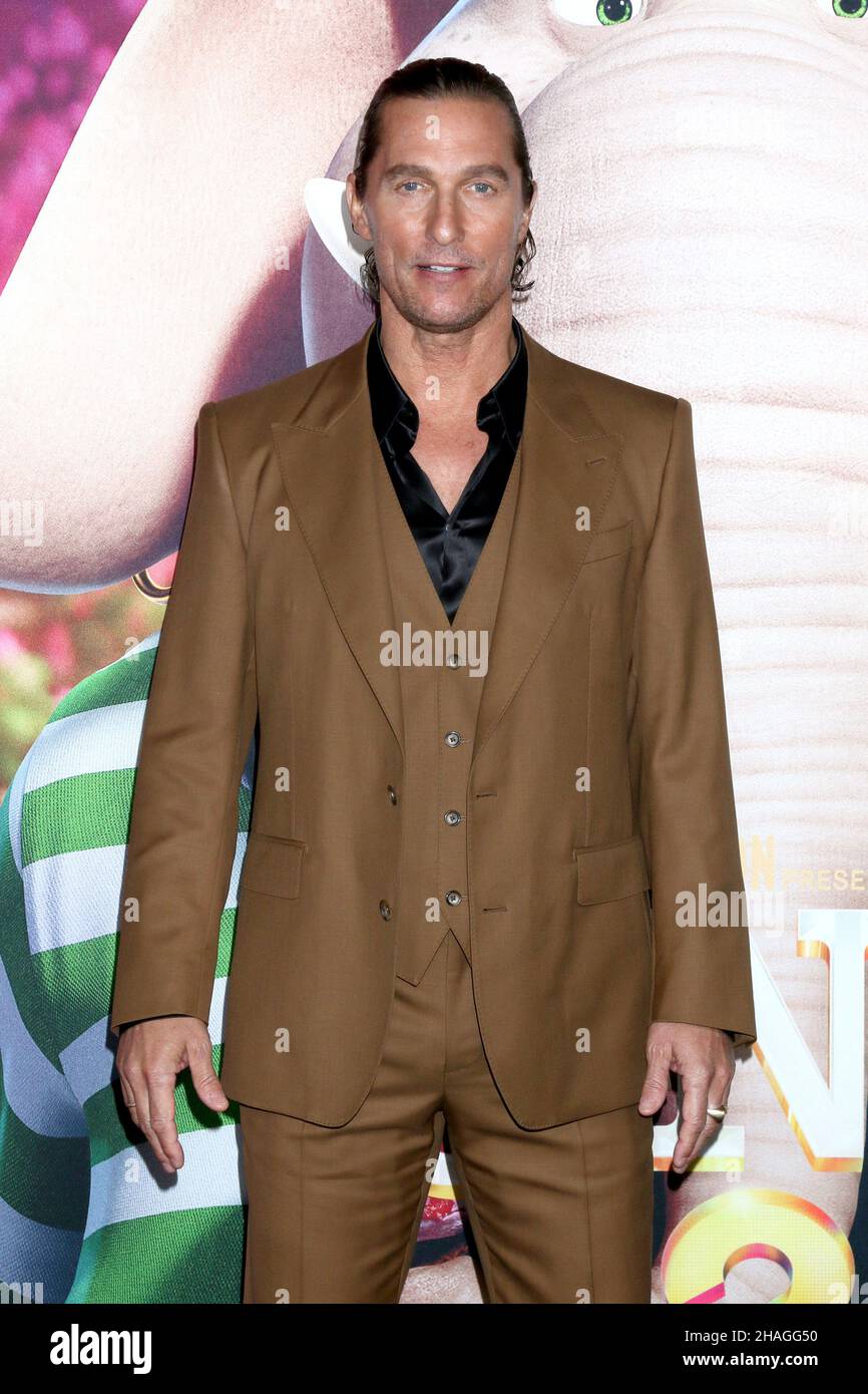 LOS ANGELES - DEC 12:  Matthew McConaughey at the Sing 2 Premiere at the Greek Theater on December 12, 2021 in Los Angeles, CA Stock Photo
