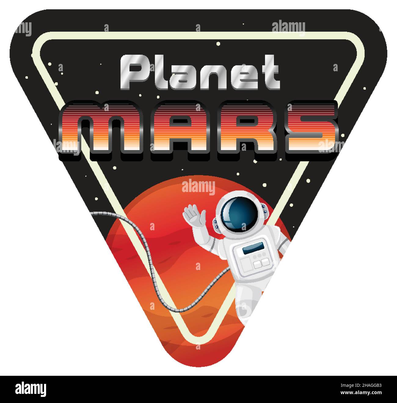 Mars word logo design with astronaut illustration Stock Vector