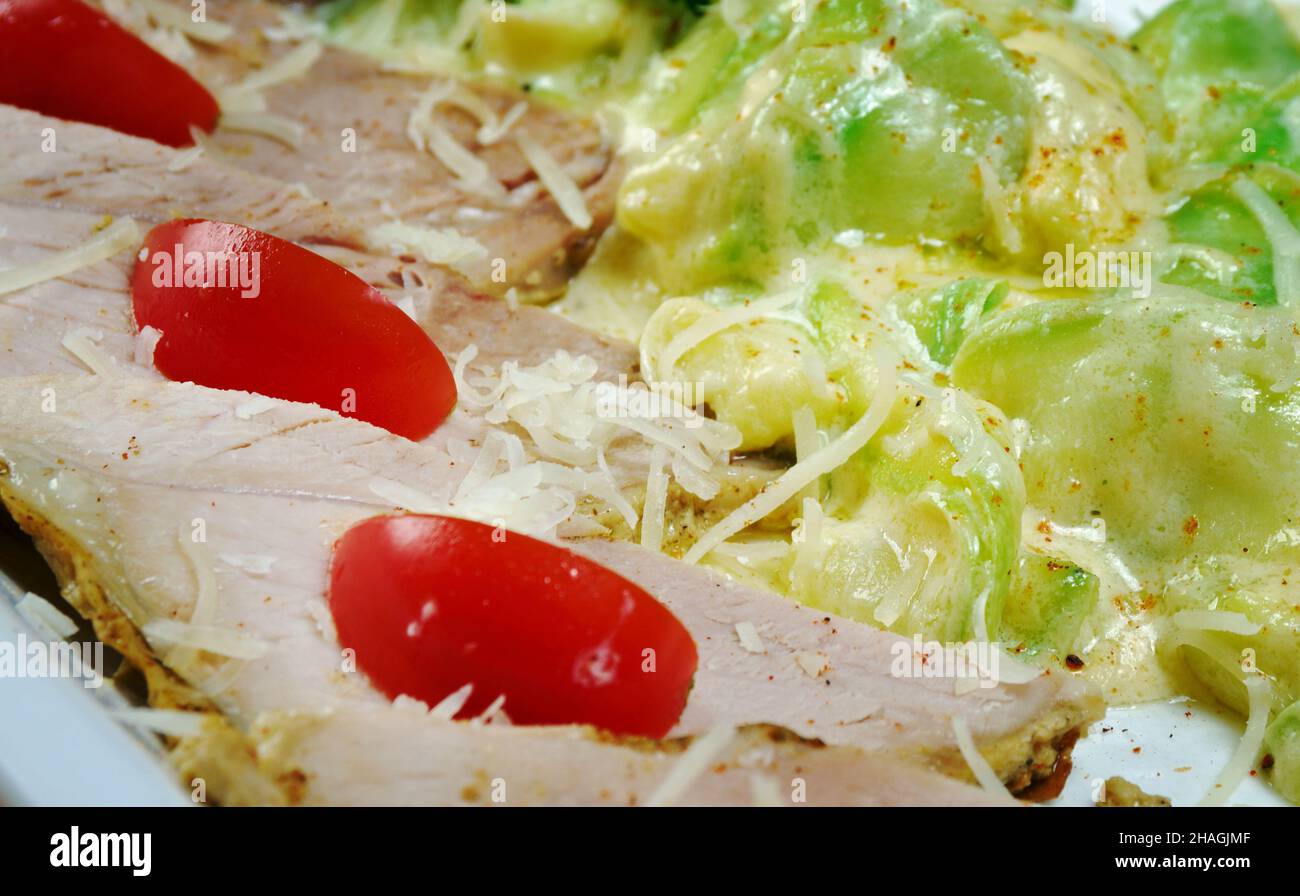 Peameal bacon wetcured, unsmoked back bacon in Ontario Stock Photo