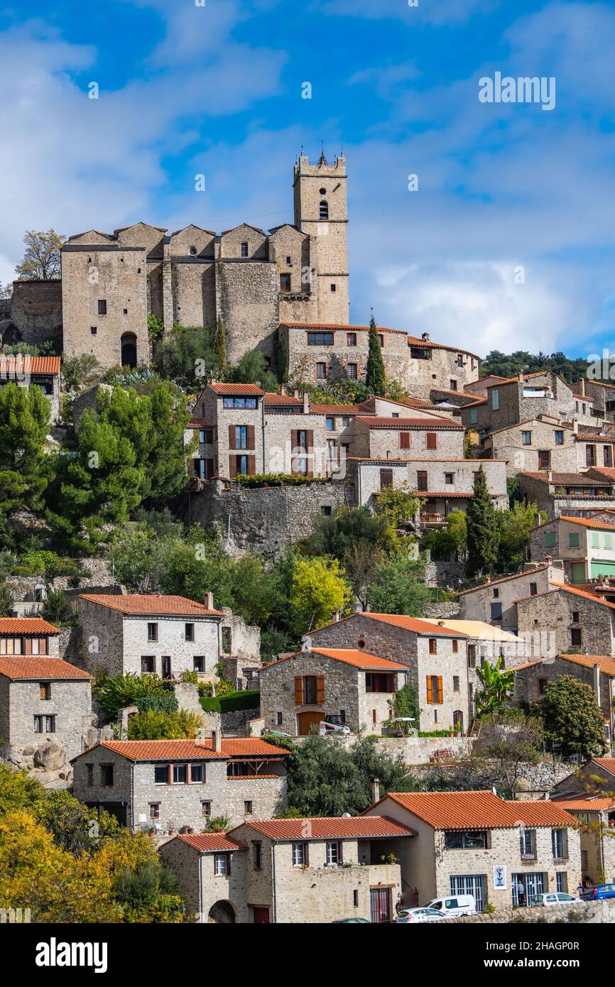 French little mountain village Eus Stock Photo Alamy
