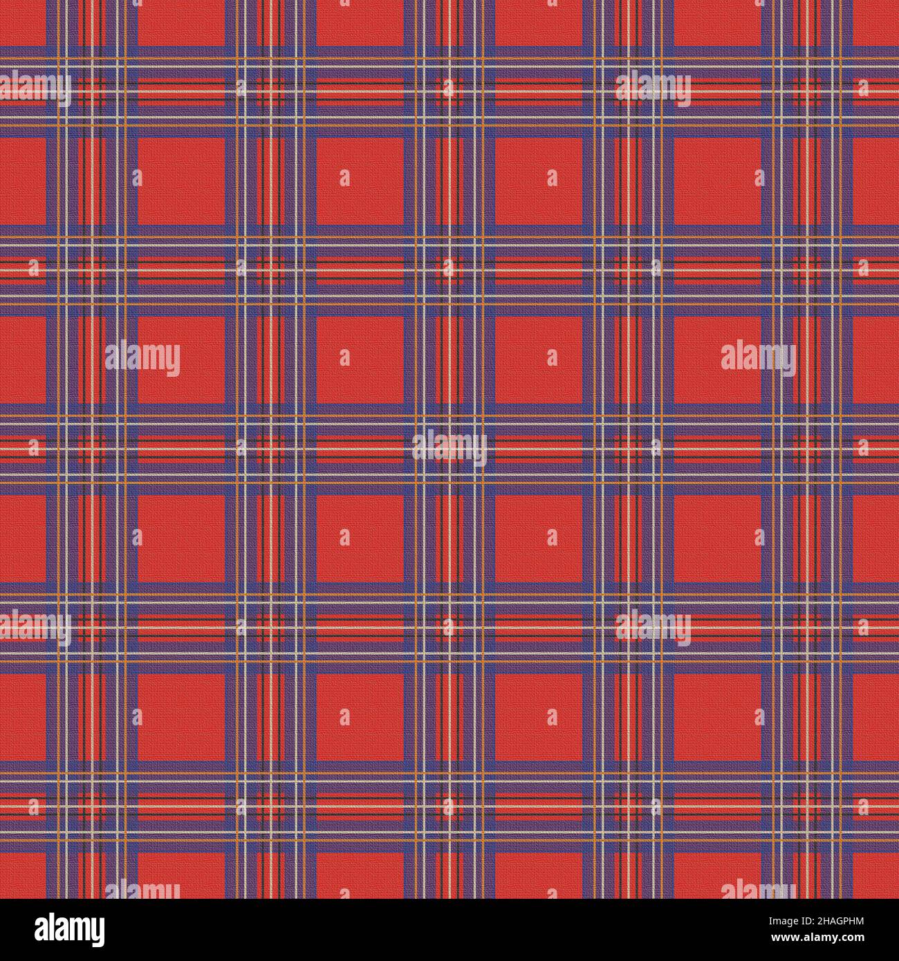 Fabric illustration with colorful tartan seamless pattern. Textured plaid background. High quality illustration Stock Photo