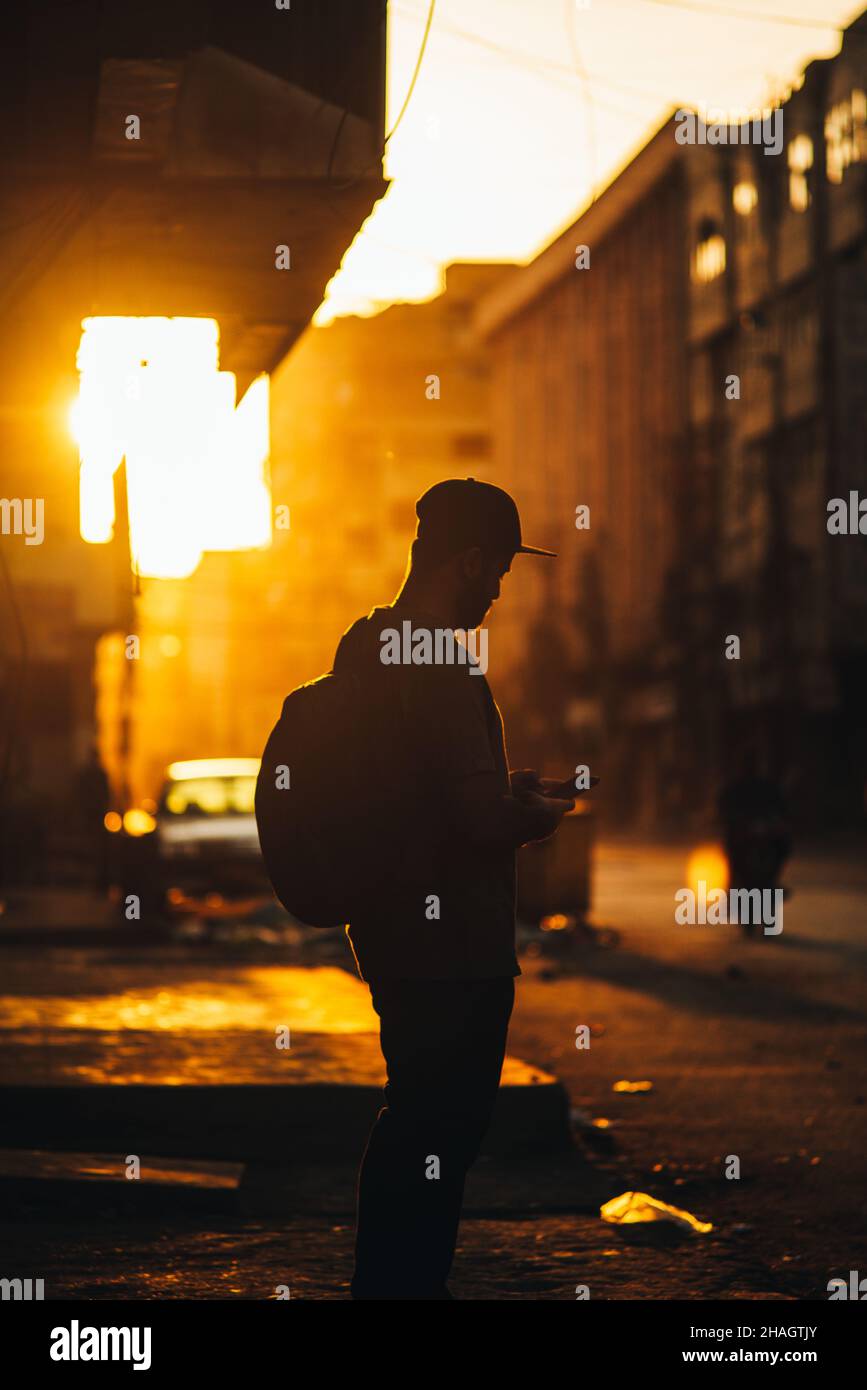 KARACHI, PAKISTAN Nov 14, 2021 A beautiful view of a man in a golden