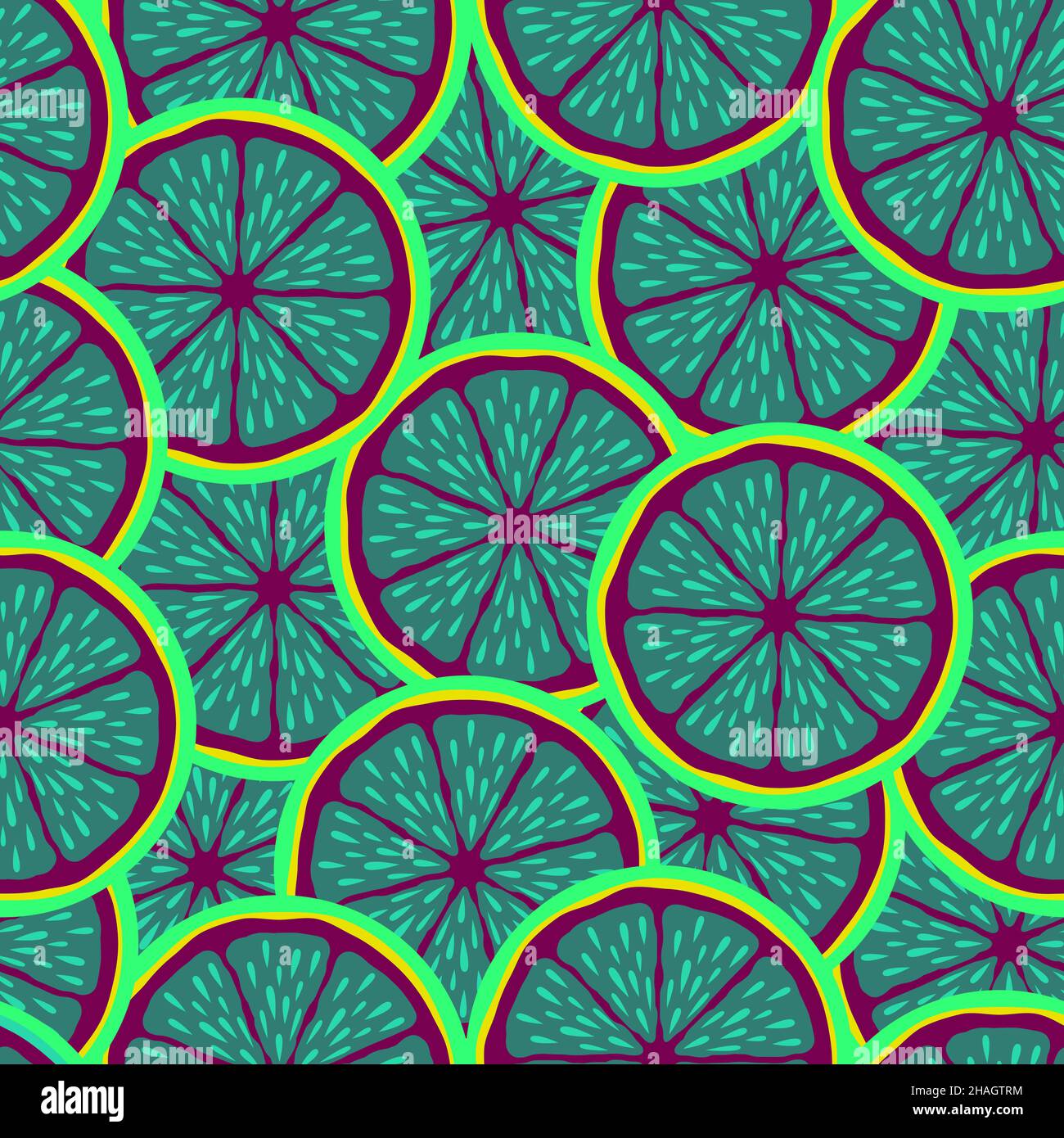 Lemon slice fruit citrus seamless bright pattern Stock Vector Image ...