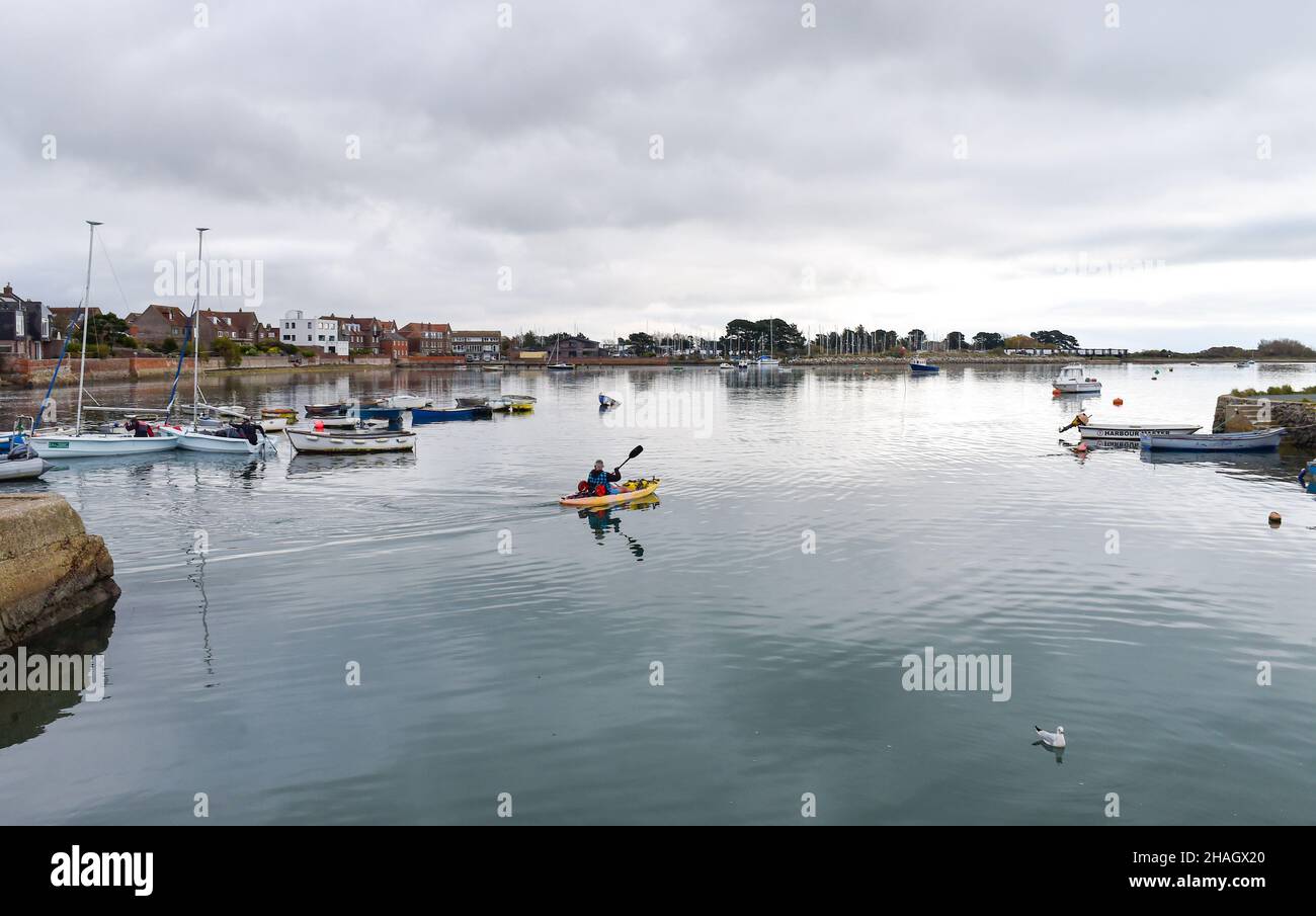 Emsworth Hampshire England UK - A kayaker in the harbour at high tide Stock Photo