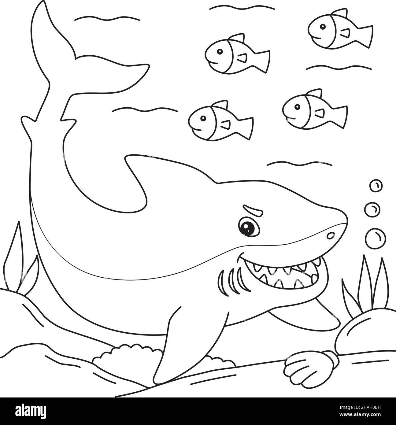 Great White Shark Coloring Page for Kids Stock Vector