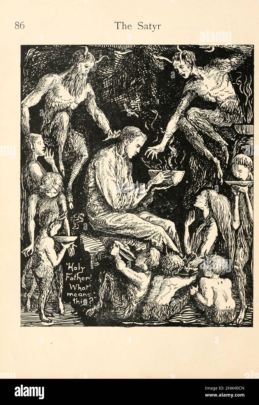 The Satyr from the book ' The masterpieces of La Fontaine ': done in a vein of phrasing terse and fancy into English verse by Jean de La Fontaine, 1621-1695; and Paul Hookham, Published in Oxford by B. H. Blackwell in 1916 Stock Photo