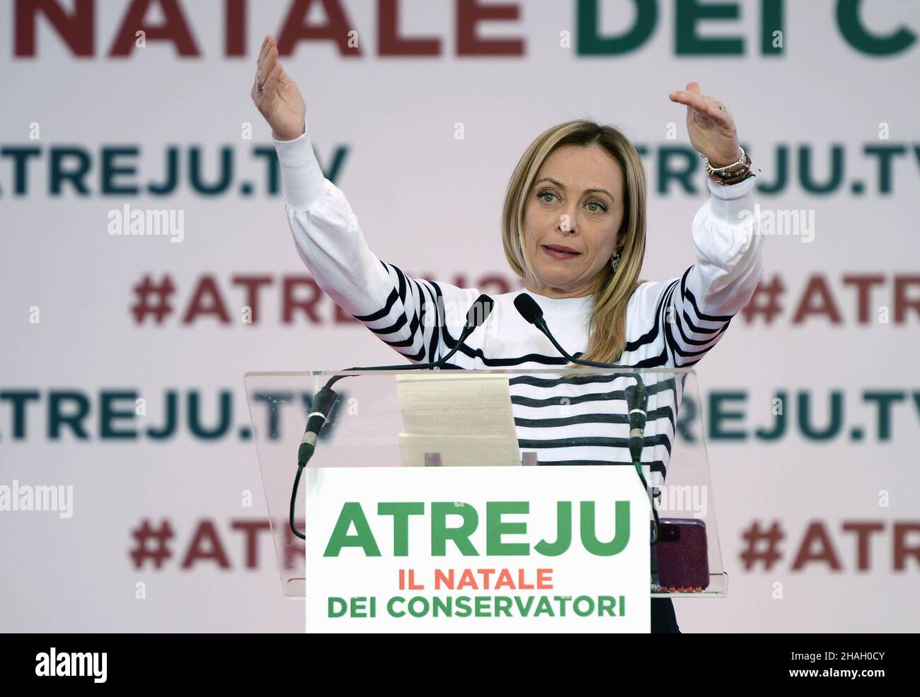 Italy, Rome, December 12, 2021 : Giorgia Meloni, Secretary Of Fratelli ...