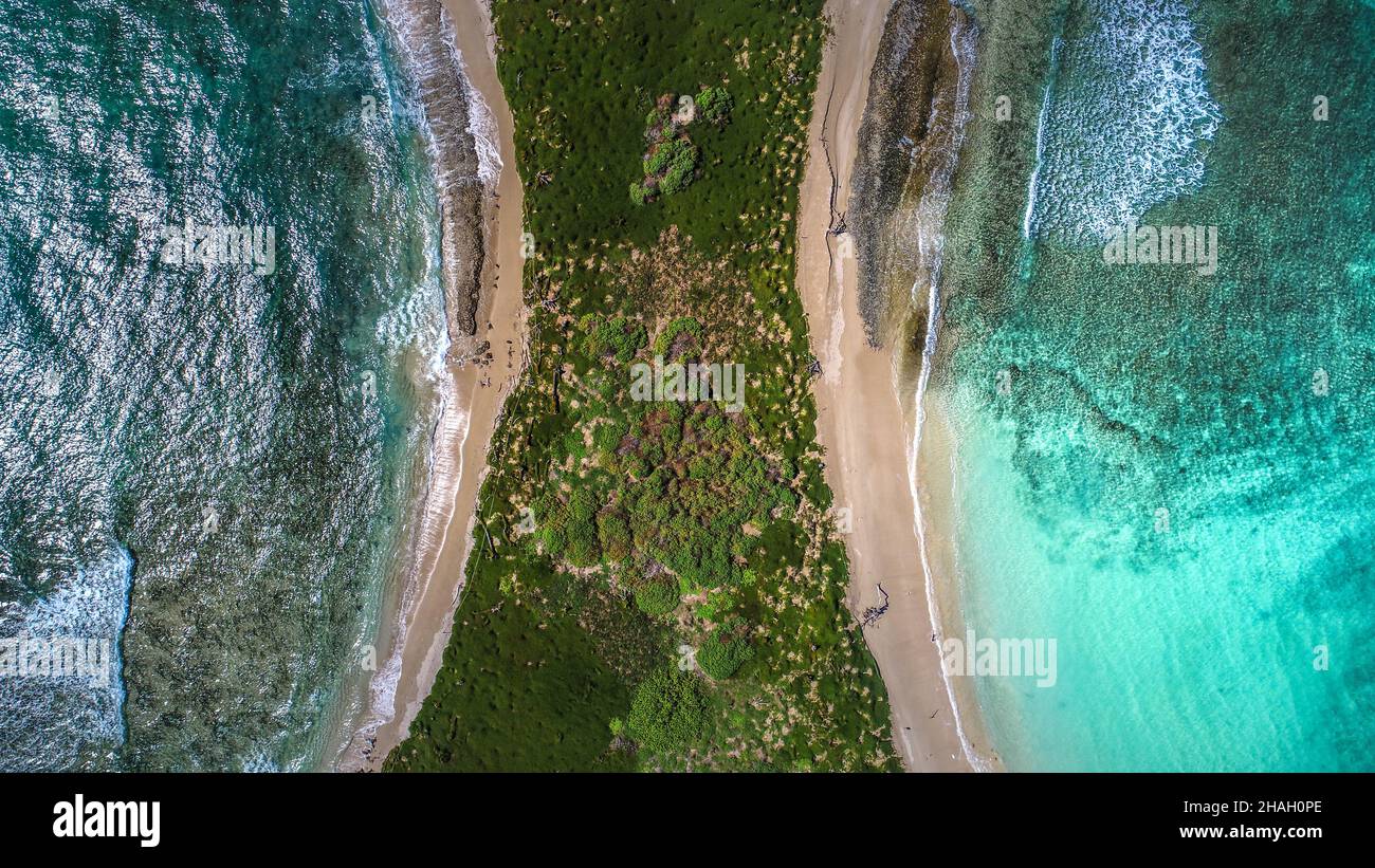 Aerial view of a tropical beach with a blue clean water Stock Photo - Alamy