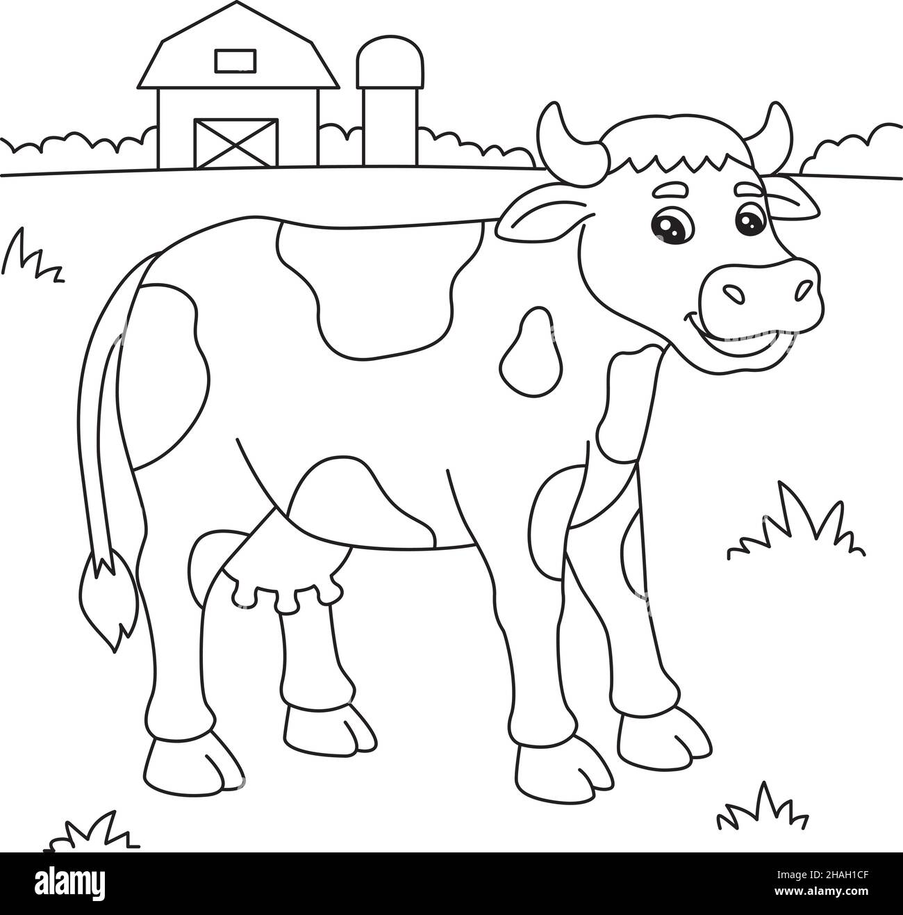 Cow Coloring Page for Kids Stock Vector Image & Art   Alamy