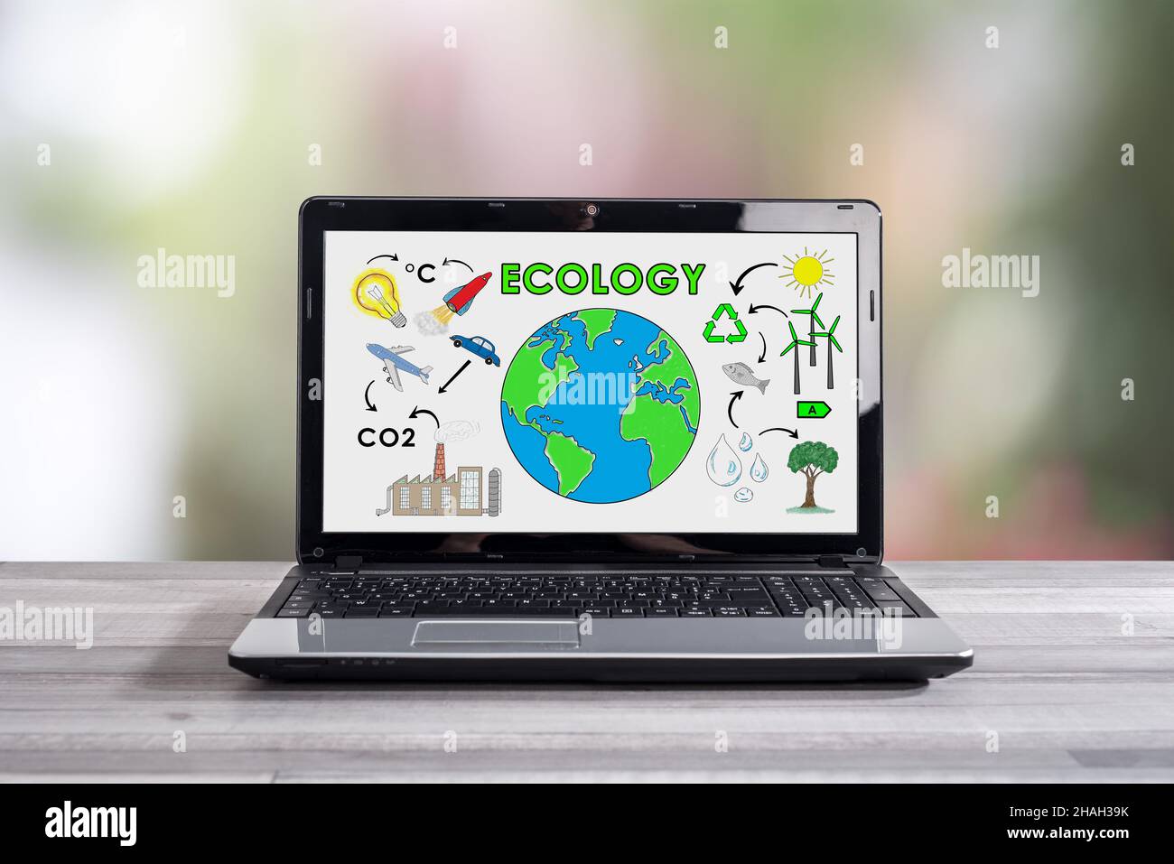 Ecology concept shown on a laptop screen Stock Photo