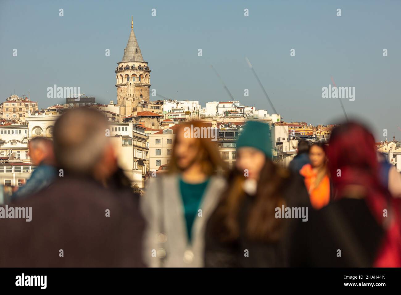 Famous Galata tower in Istanbul, Turkey Stock Photo
