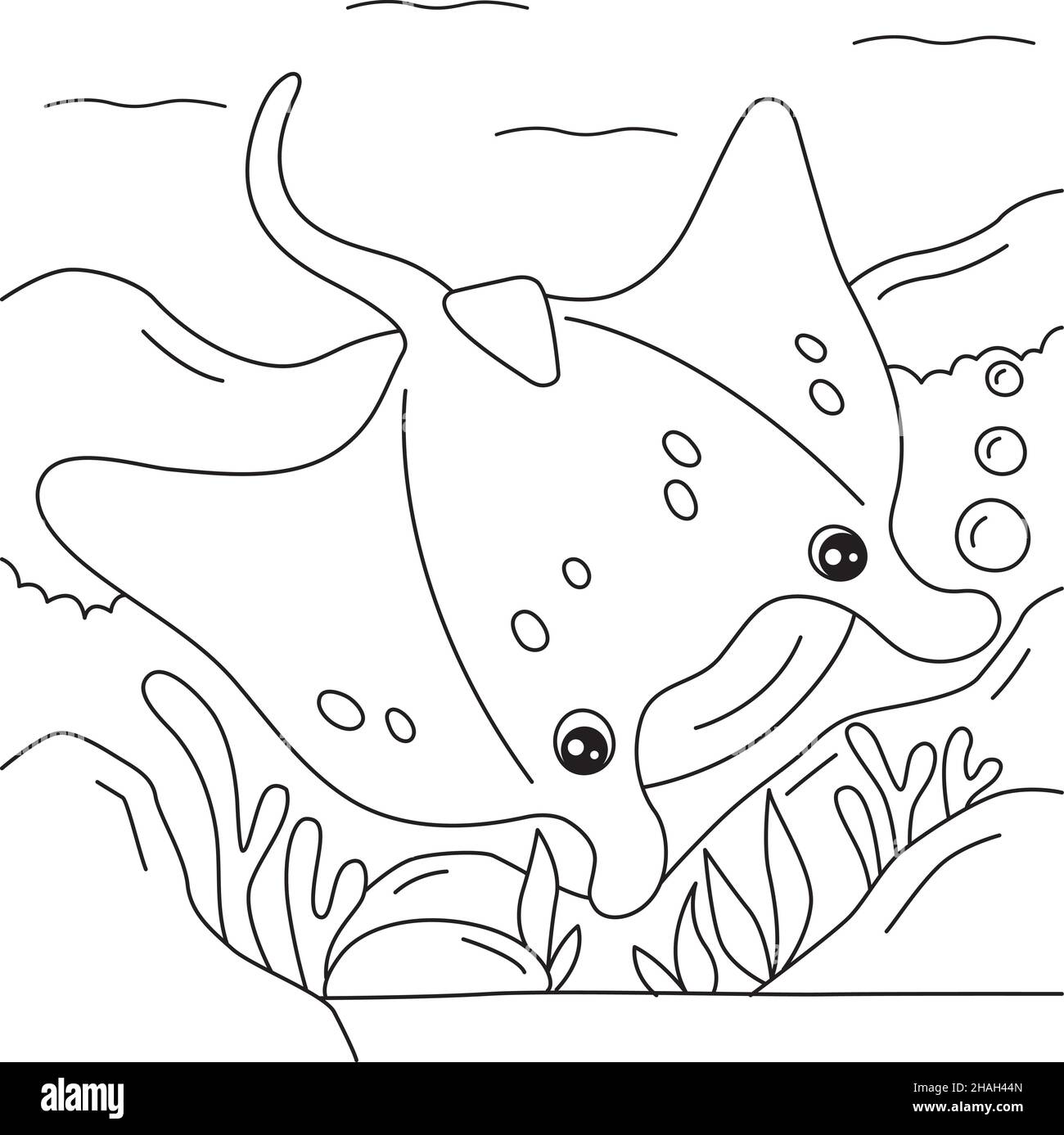 Manta Ray Coloring Page for Kids Stock Vector