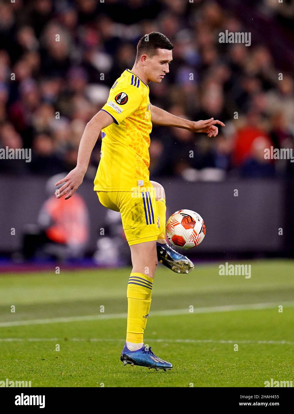 Dinamo Zagreb's Daniel Stefulj during the UEFA Europa League, Group H match at London Stadium, London. Picture date: Thursday December 9, 2021. Stock Photo