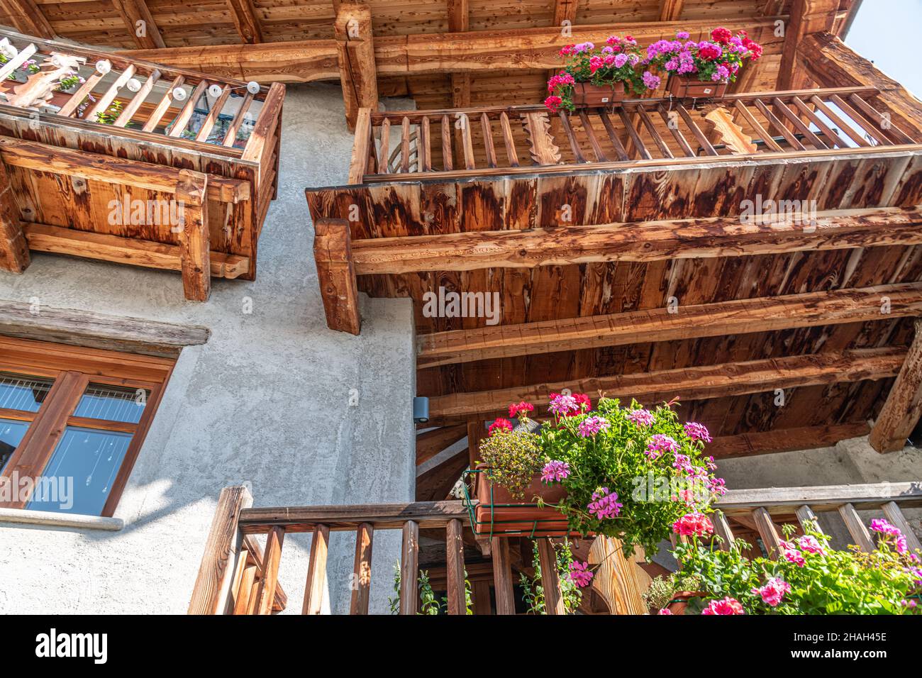 Views of the little mountain Village Usseaux in Piedmont, with its