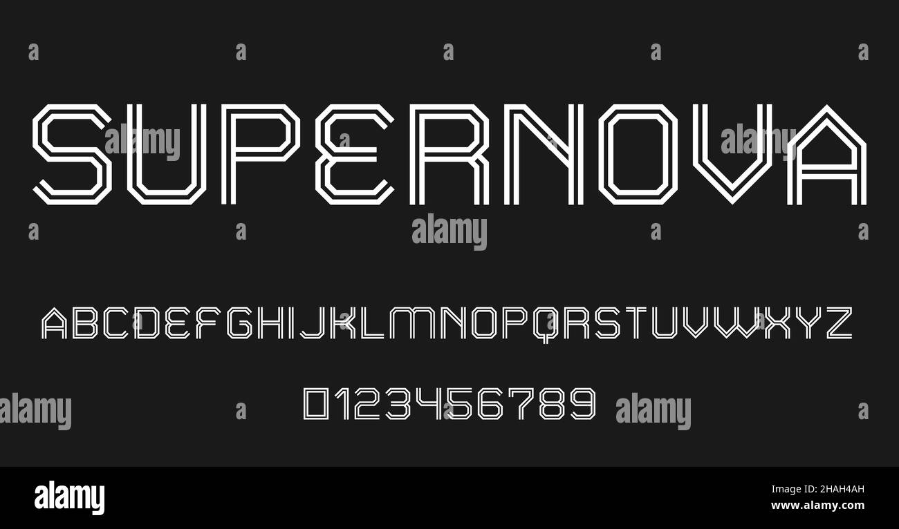 Set of alphabets font letters and numbers modern abstract design with ...