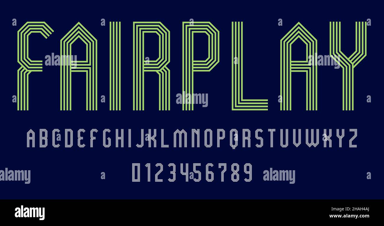 Set of alphabets font letters and numbers modern abstract design with ...