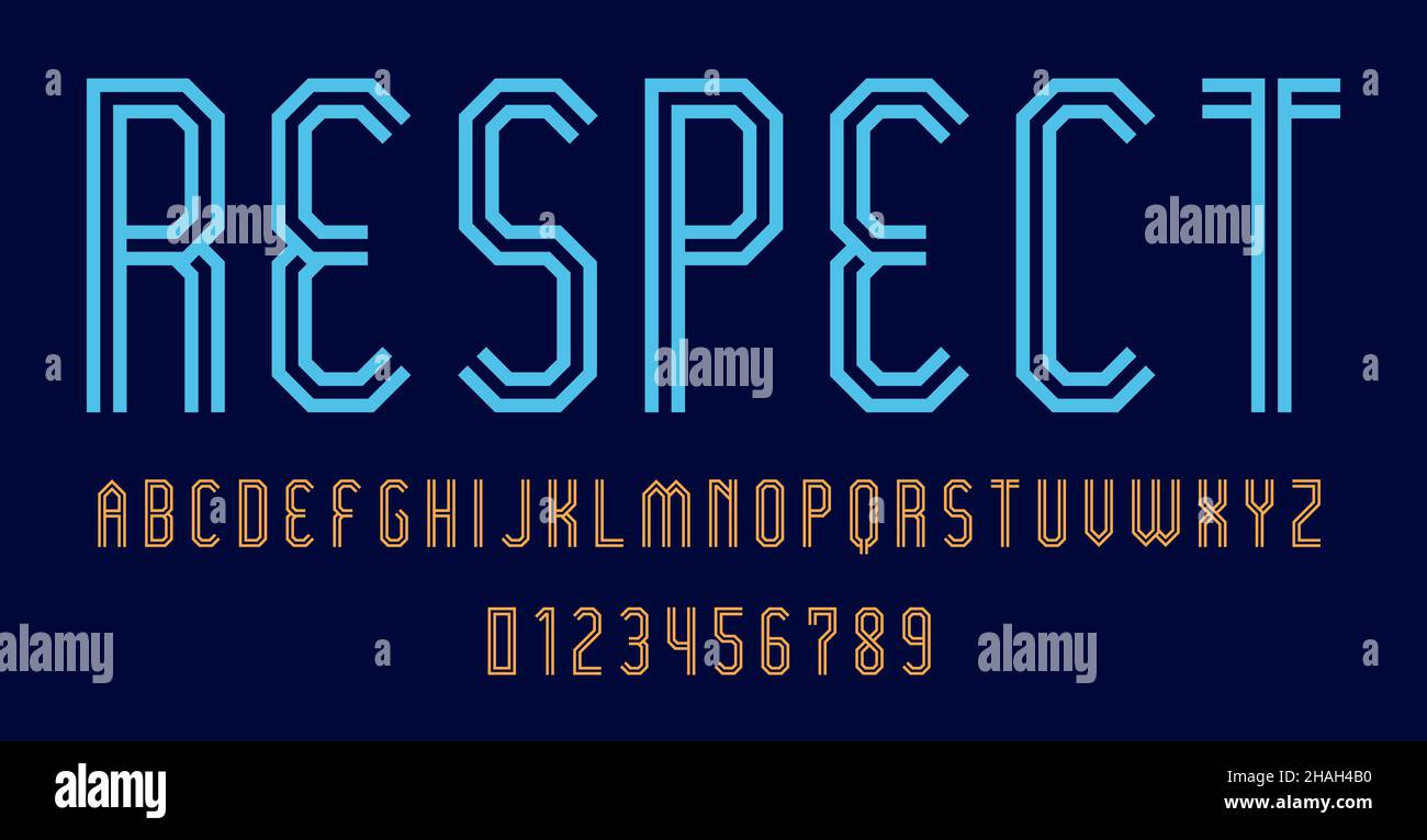 Set of alphabets font letters and numbers modern abstract design with ...
