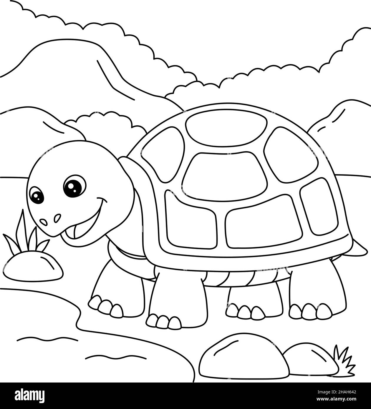 Turtle Coloring Page for Kids Stock Vector