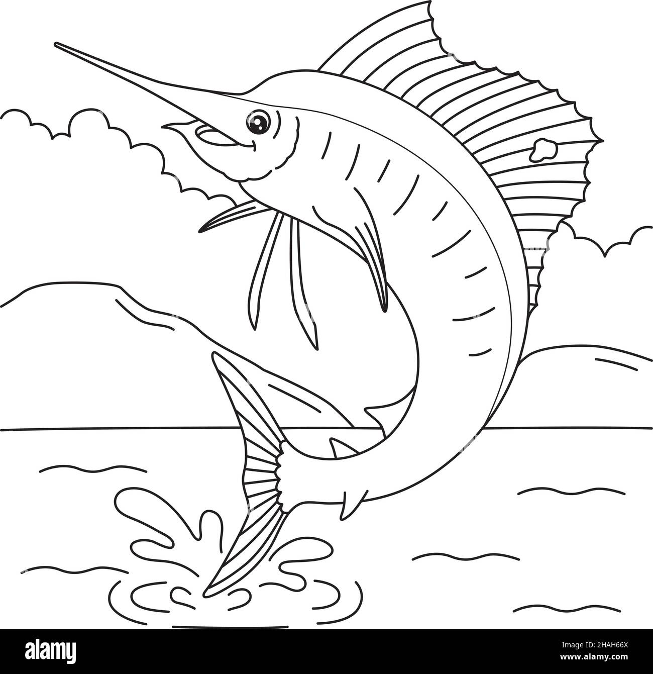 Sailfish Coloring Page for Kids Stock Vector