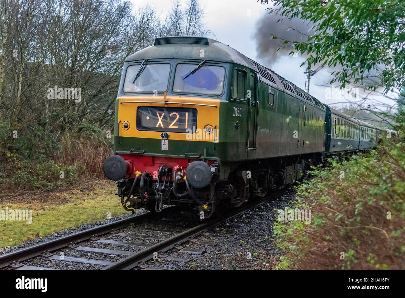 Heritage Class 47 diesel locomotive D1501.The loco is a member of the diesel fleet at the East Lancshire Railway. Stock Photo
