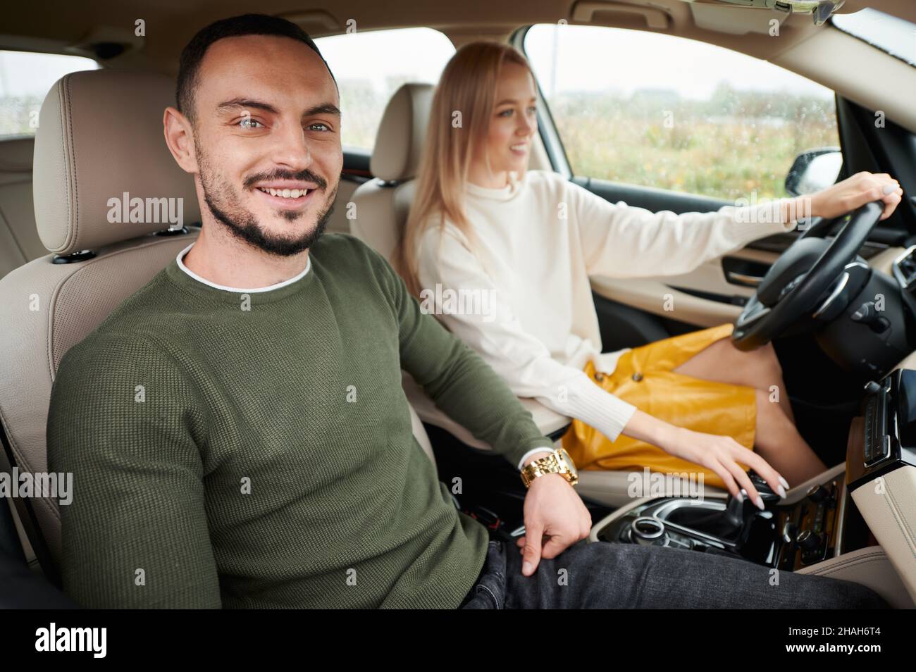 Female car front seat passenger hi-res stock photography and images - Alamy