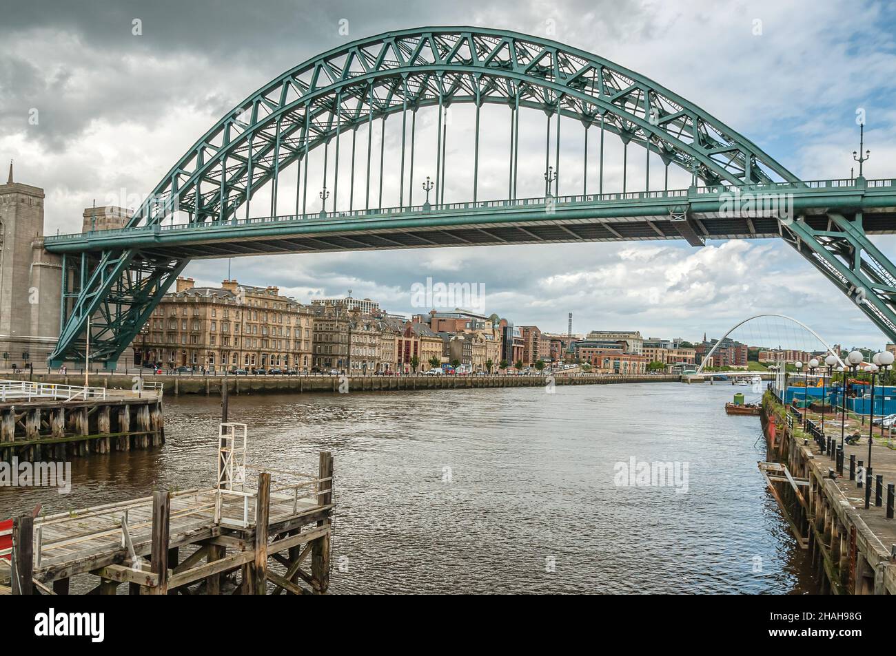 View through the Tyne Bridge linking Newcastle upon Tyne and Gateshead, England, UK Stock Photo