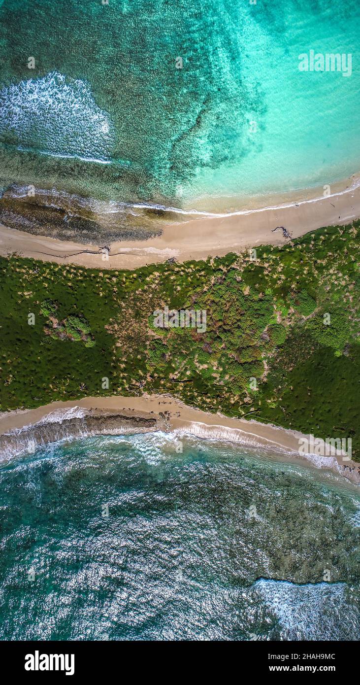 Aerial view of a tropical beach with a blue clean water Stock Photo - Alamy