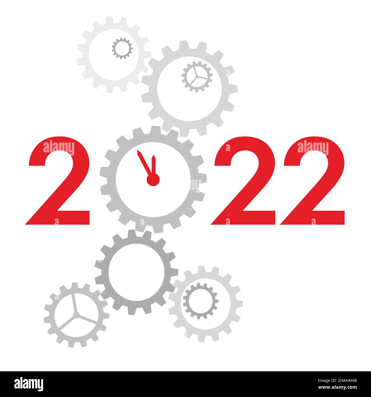 New Year 2022 concept - digits with mechanism Stock Vector