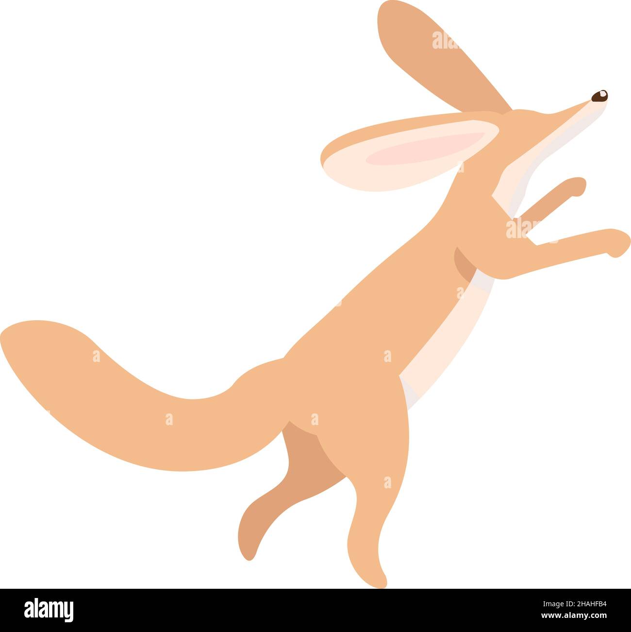 Jumping fennec fox semi flat color vector character Stock Vector Image