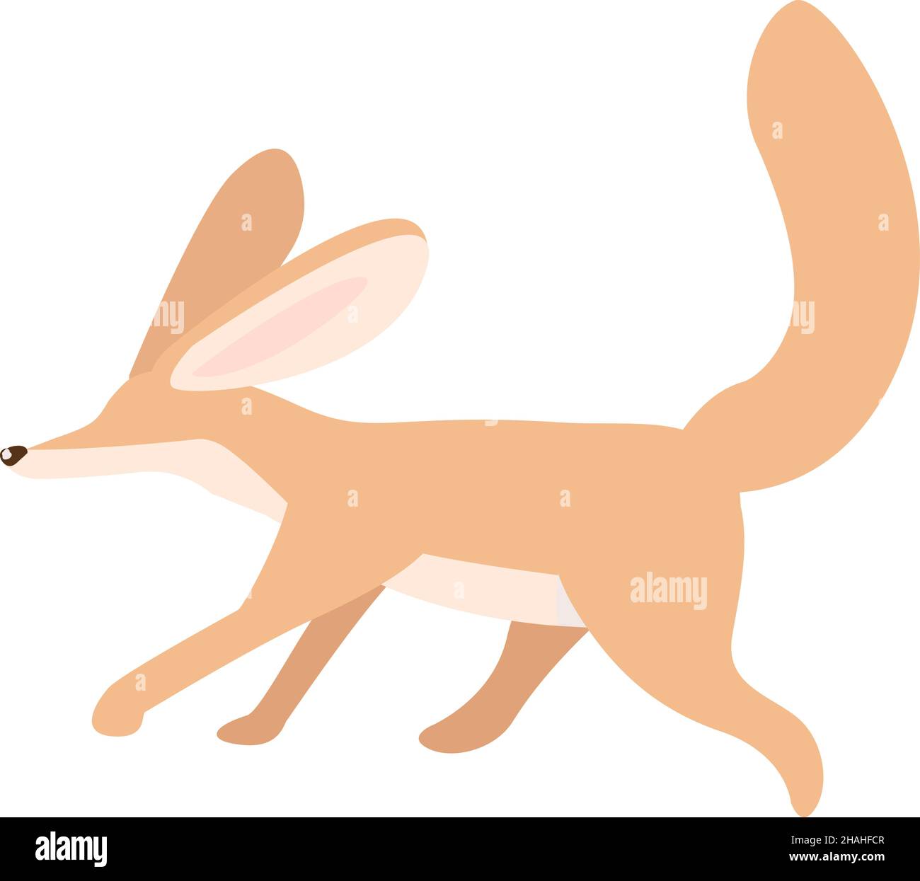Fennec fox semi flat color vector character Stock Vector