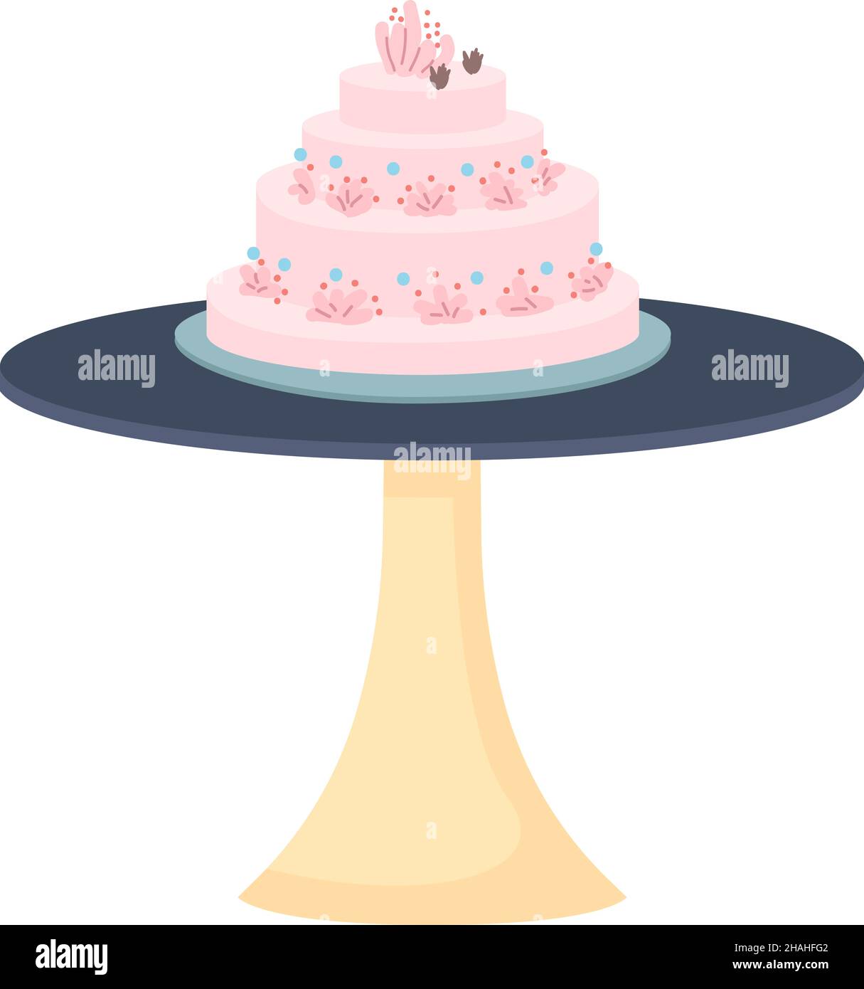 Wedding cake on stand semi flat color vector object Stock Vector