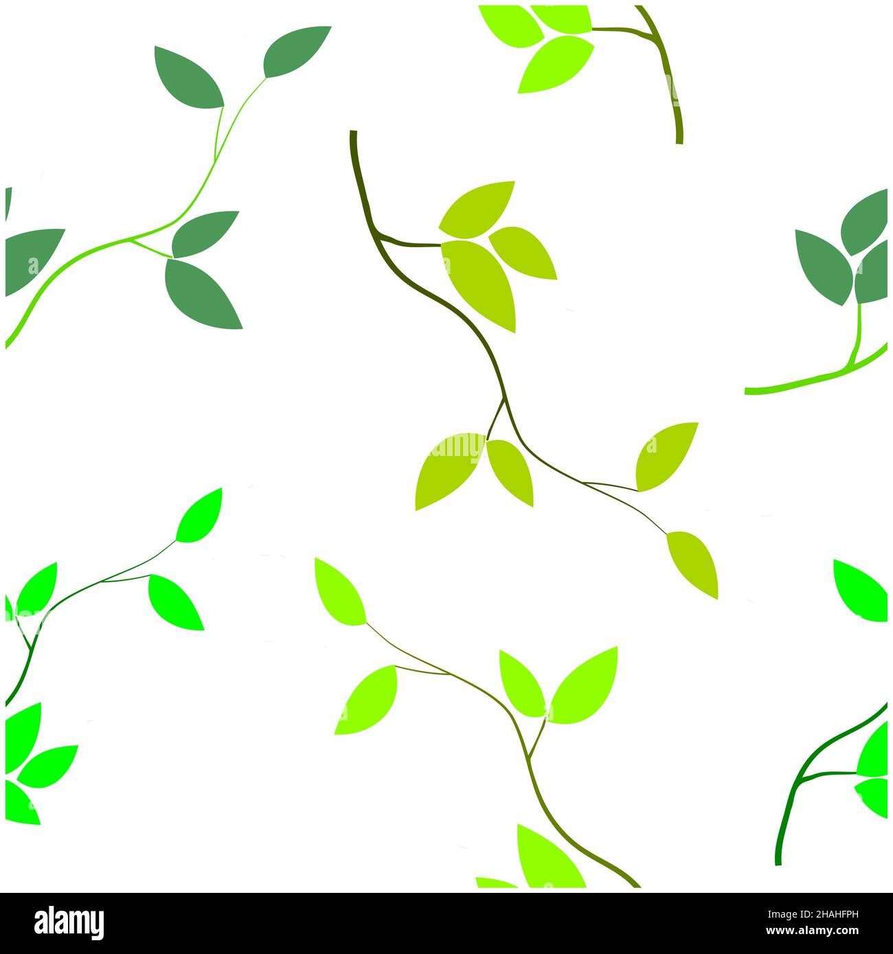 seamless green leaves tree on white background Stock Vector