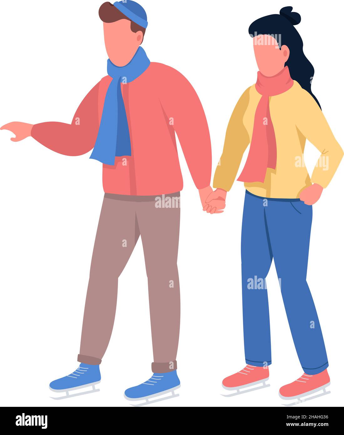 Couple in winter semi flat color vector characters Stock Vector Image ...