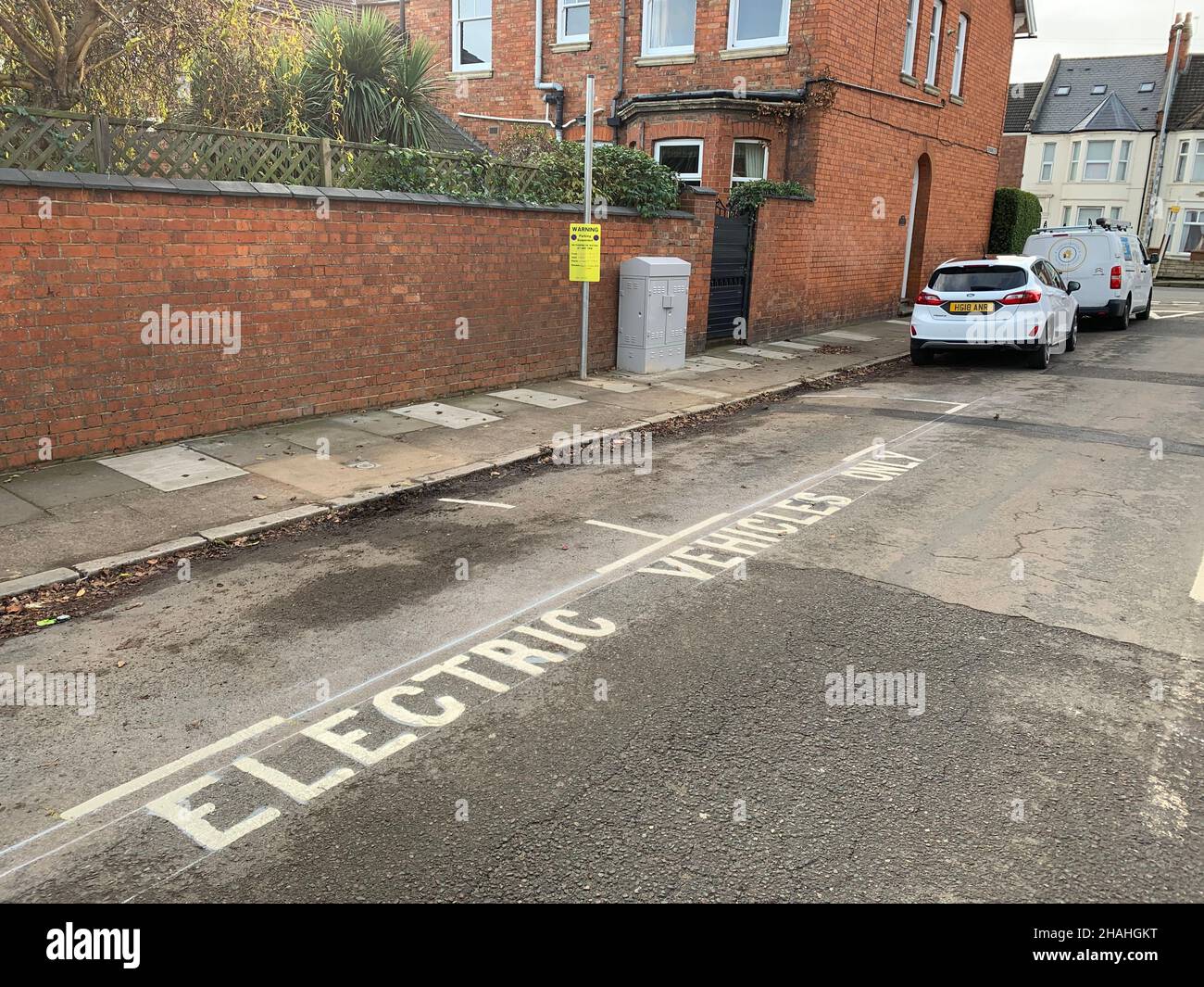 electric vehicle charging points in street Northampton UK Stock Photo