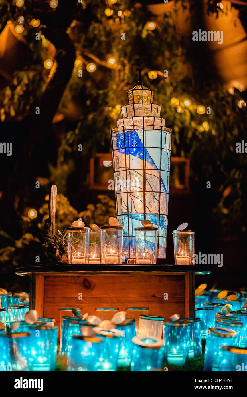 Candle light up illumination at night Stock Photo Alamy