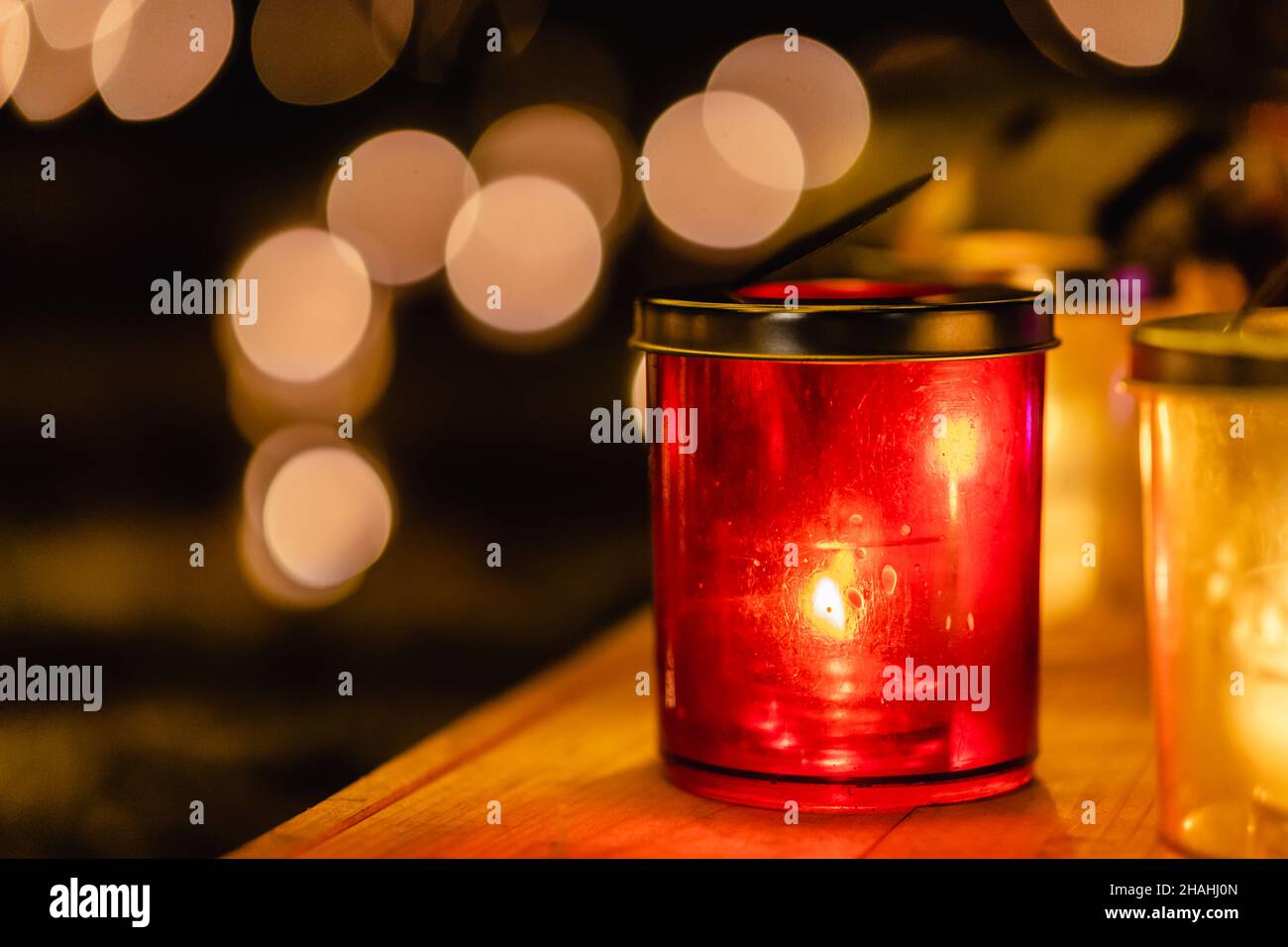Candle light up illumination at night Stock Photo Alamy