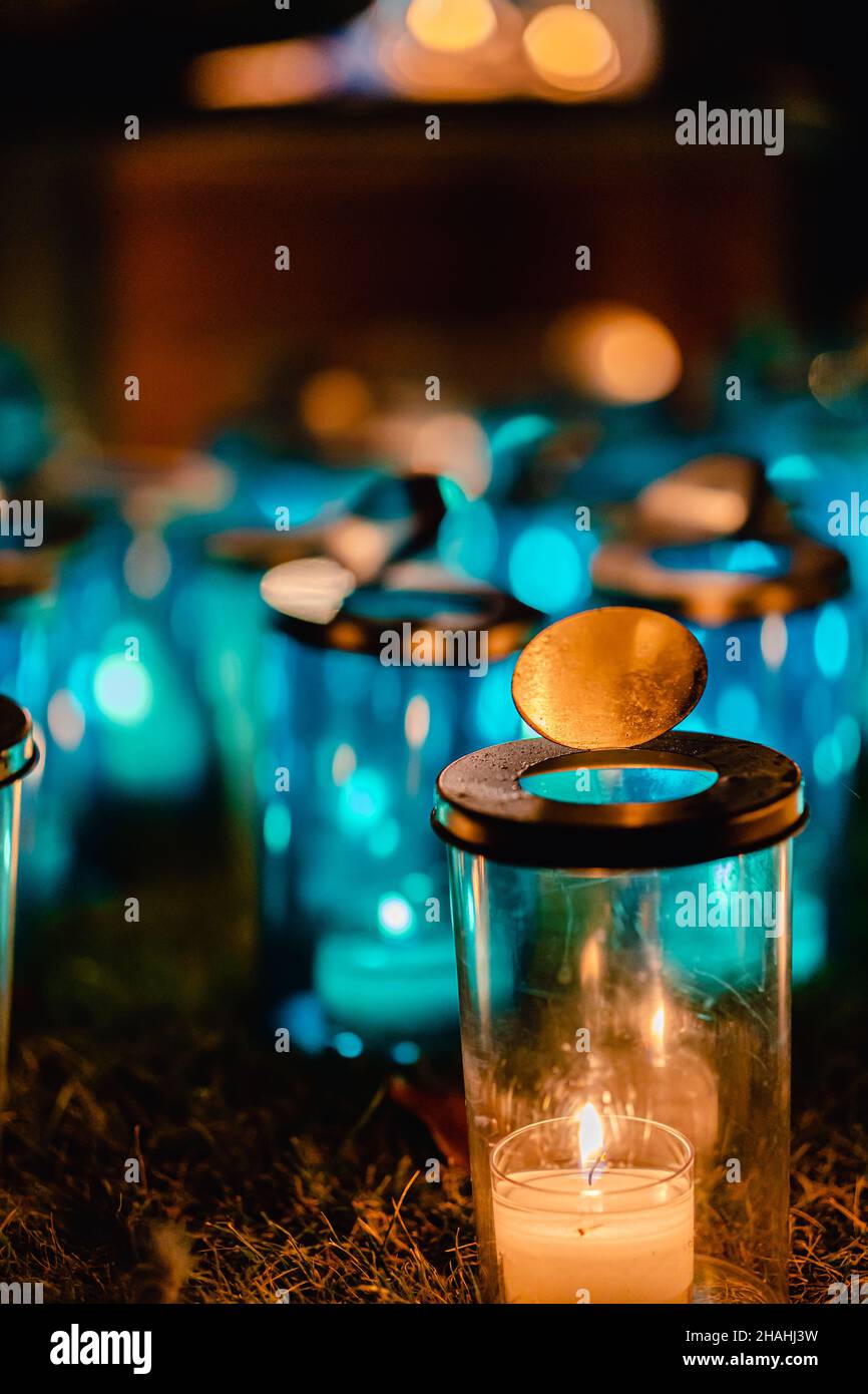 Candle light up illumination at night Stock Photo Alamy
