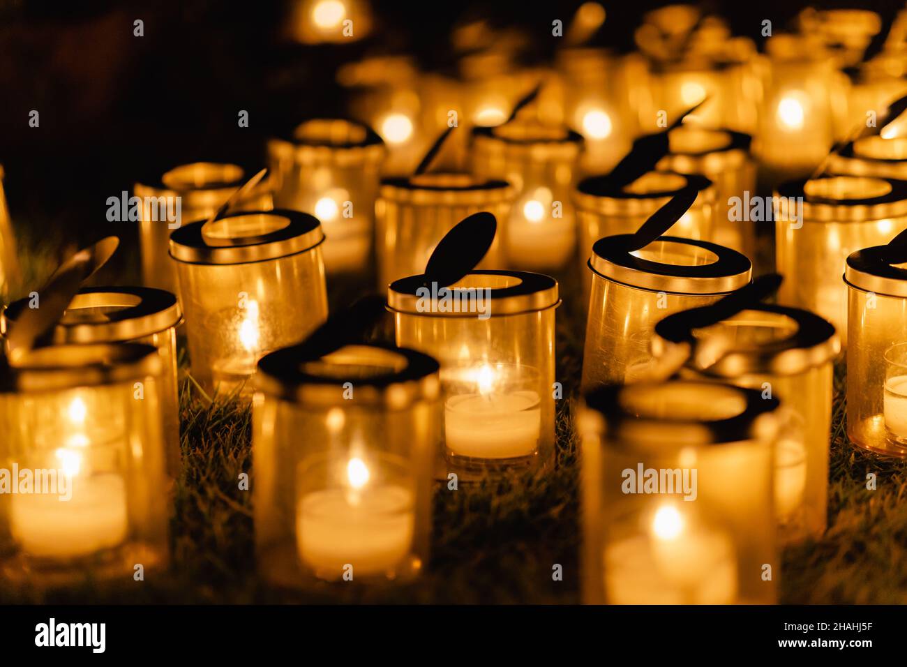 Candle light up illumination at night Stock Photo Alamy