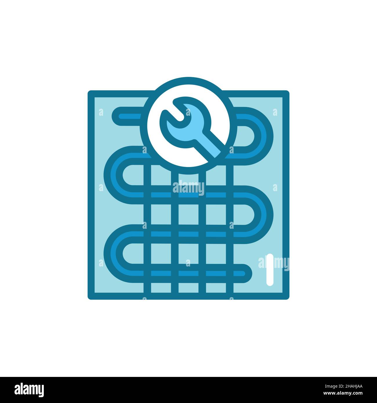 Repair underfloor heating color line icon. Handyman service. Isolated vector element. Outline pictogram for web page, mobile app, promo Stock Vector