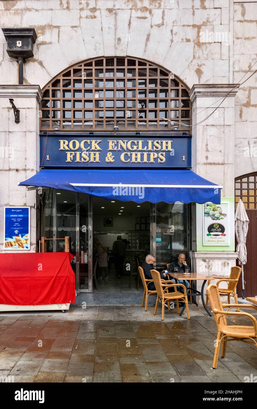 Rock English Fish & Chips Restaurant, Gibralter Stock Photo Alamy