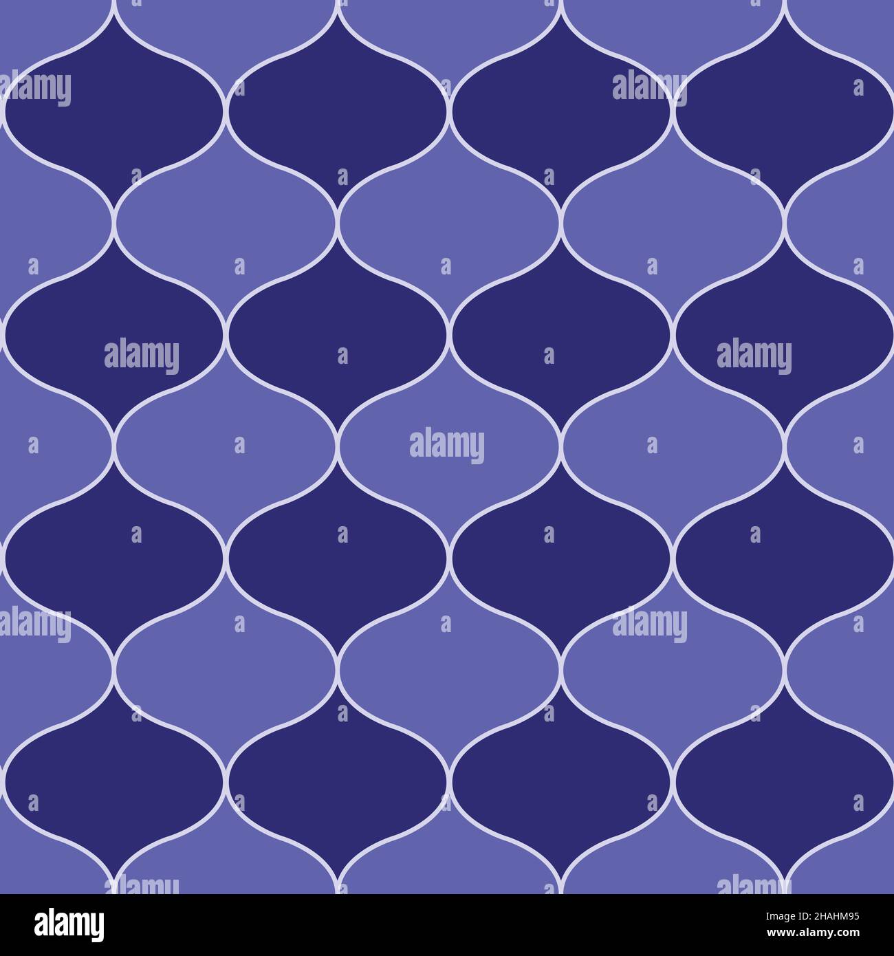 Ogee abstract vector seamless pattern background with retro shapes net texture. Periwinkle purple violoet geometric backdrop. Monochrome historical Stock Vector