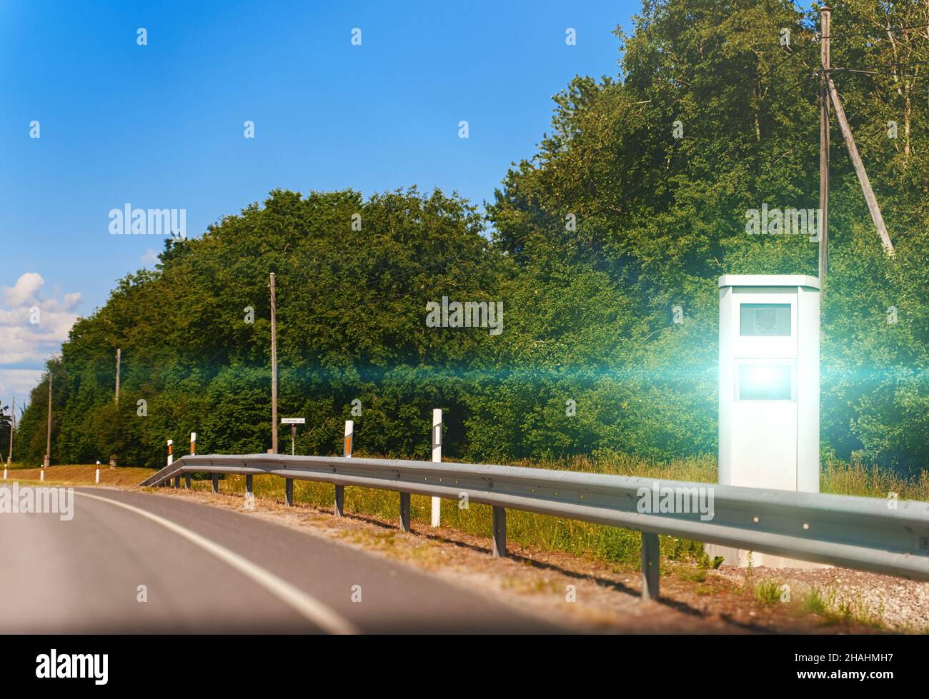 Modern speed camera on the freeway Stock Photo Alamy
