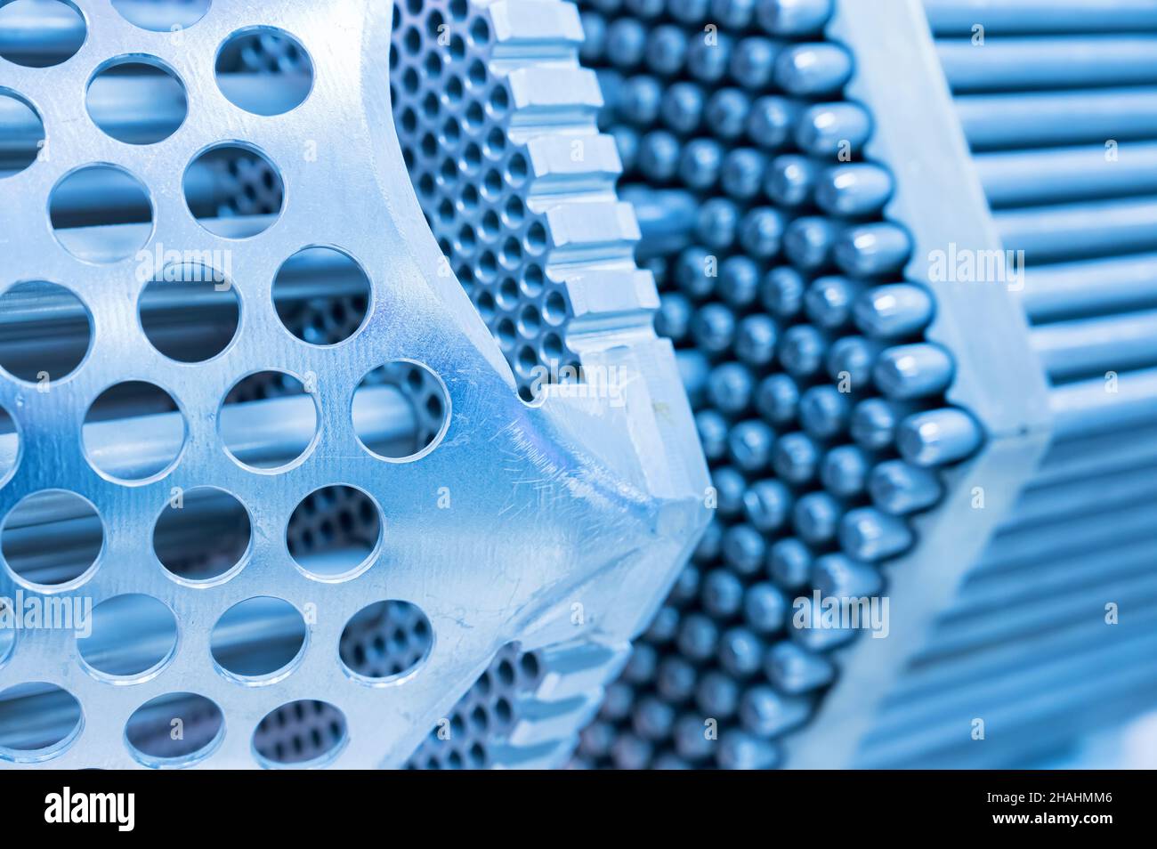 Close-up view of hexagonal fuel assembly of water-water energetic reactor Stock Photo