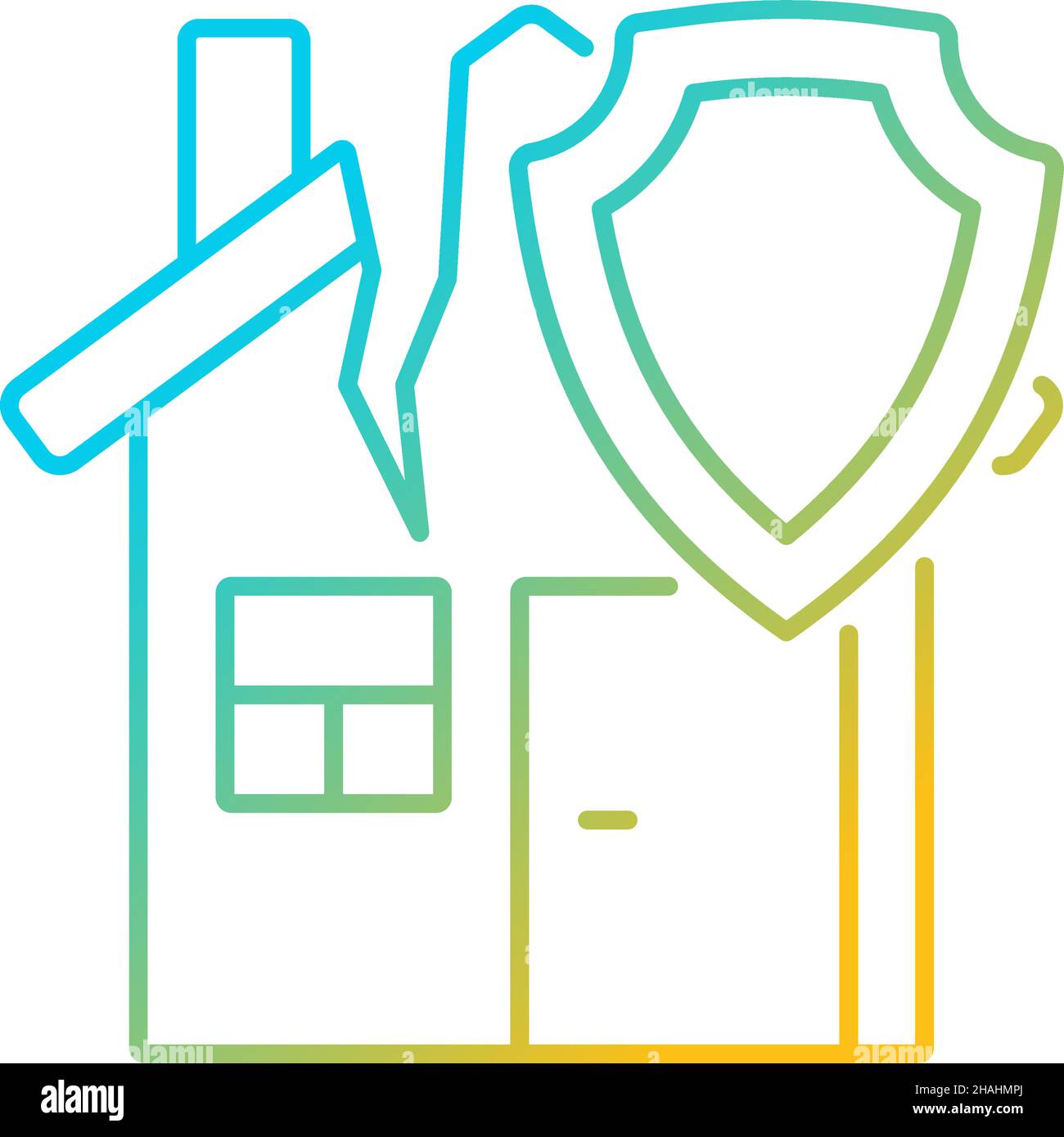 Earthquake home insurance gradient linear vector icon Stock Vector