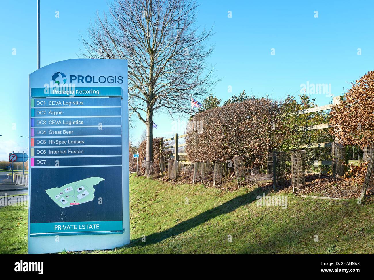 Prologis warehouse and logistics park, Kettering, England Stock Photo