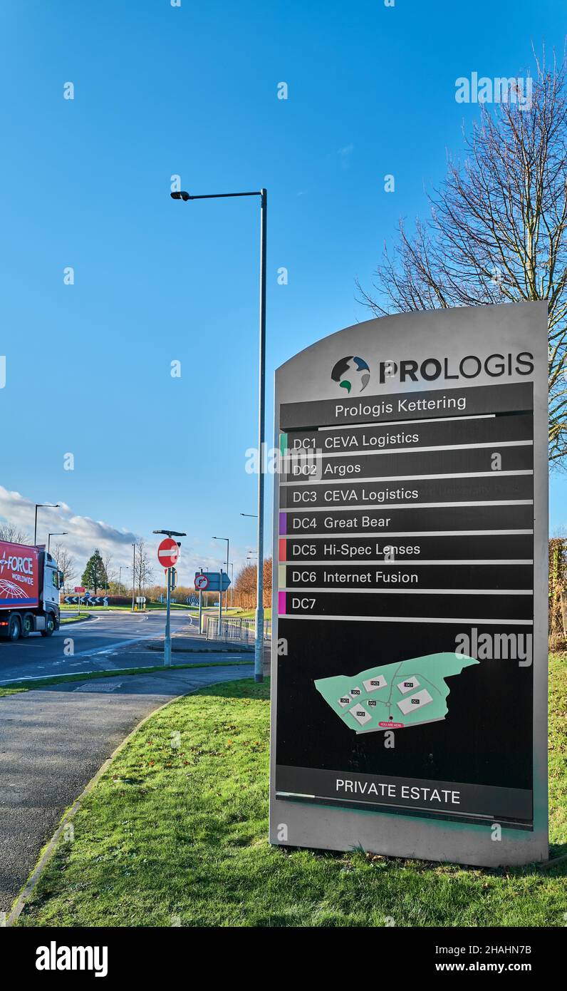 Prologis warehouse and logistics park, Kettering, England Stock Photo